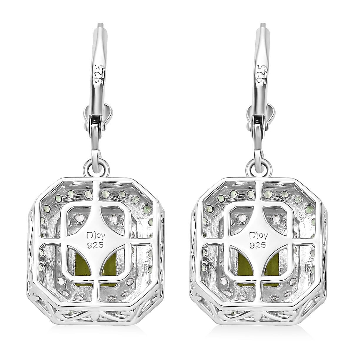 Peridot and Multi Gemstone 5.00 ctw Floral Double Halo Earrings in Rhodium Over Sterling Silver image number 3