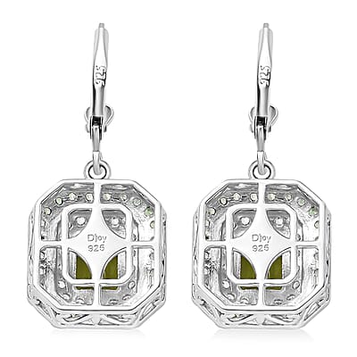 Peridot and Multi Gemstone 5.00 ctw Floral Double Halo Earrings in Rhodium Over Sterling Silver
