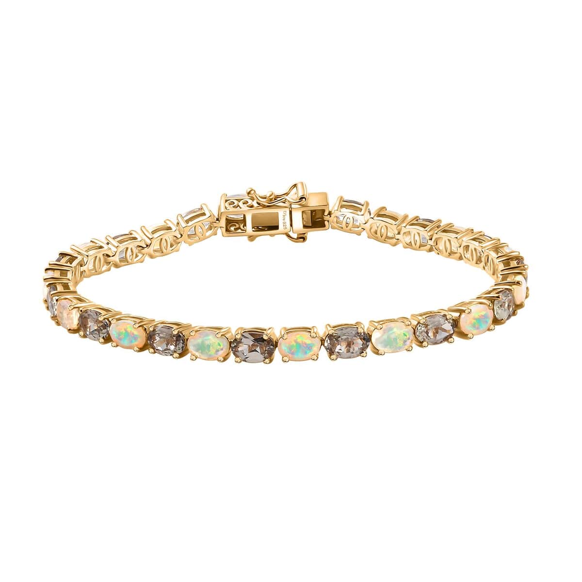 AAA Turkizite and Premium Ethiopian Welo Opal 10.65 ctw Tennis Bracelet in 18K Vermeil Yellow Gold Over Sterling Silver (7.25 In) image number 0