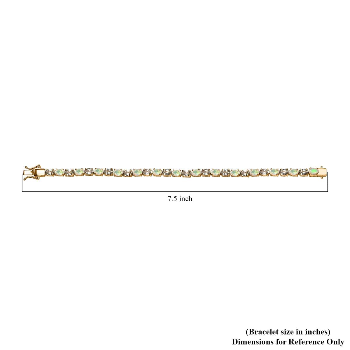 AAA Turkizite and Premium Ethiopian Welo Opal 10.65 ctw Tennis Bracelet in 18K Vermeil Yellow Gold Over Sterling Silver (7.25 In) image number 3