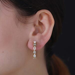 D'Joy AAA Turkizite and Premium Ethiopian Welo Opal 4.90 ctw Hoop Earrings in 18K Vermeil Yellow Gold Over Sterling Silver