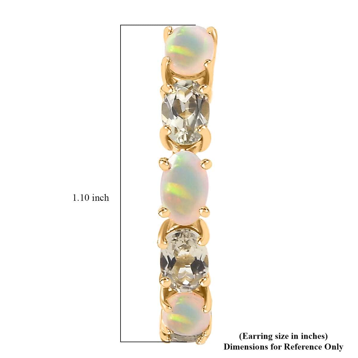 AAA Turkizite and Premium Ethiopian Welo Opal 4.90 ctw Hoop Earrings in 18K Vermeil Yellow Gold Over Sterling Silver image number 6