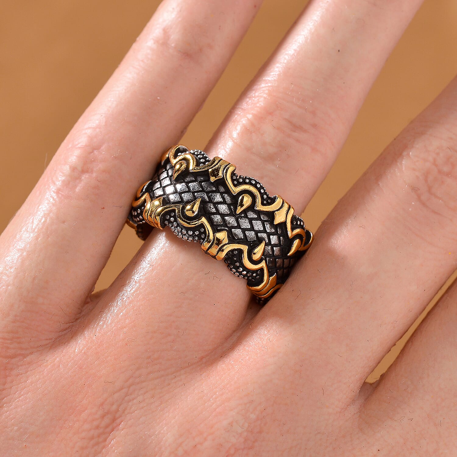 Inferno Band Ring in ION Plated YG and Stainless Steel (Size 10.0)