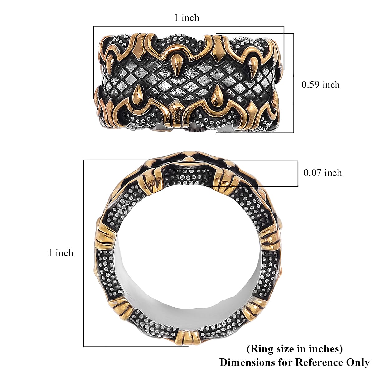 Inferno Band Ring in ION Plated YG and Stainless Steel (Size 10.0)