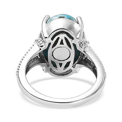 Constituted Turquoise 4.80 ctw Ring in Platinum Over Copper with Magnet (Size 10.0)