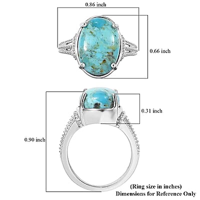 Constituted Turquoise 4.80 ctw Ring in Platinum Over Copper with Magnet (Size 10.0)