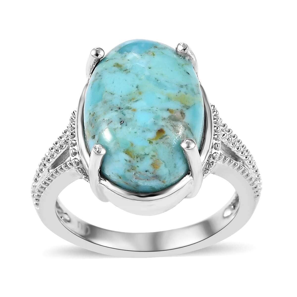 Constituted Turquoise 4.80 ctw Ring in Platinum Over Copper with Magnet (Size 7.0) image number 0