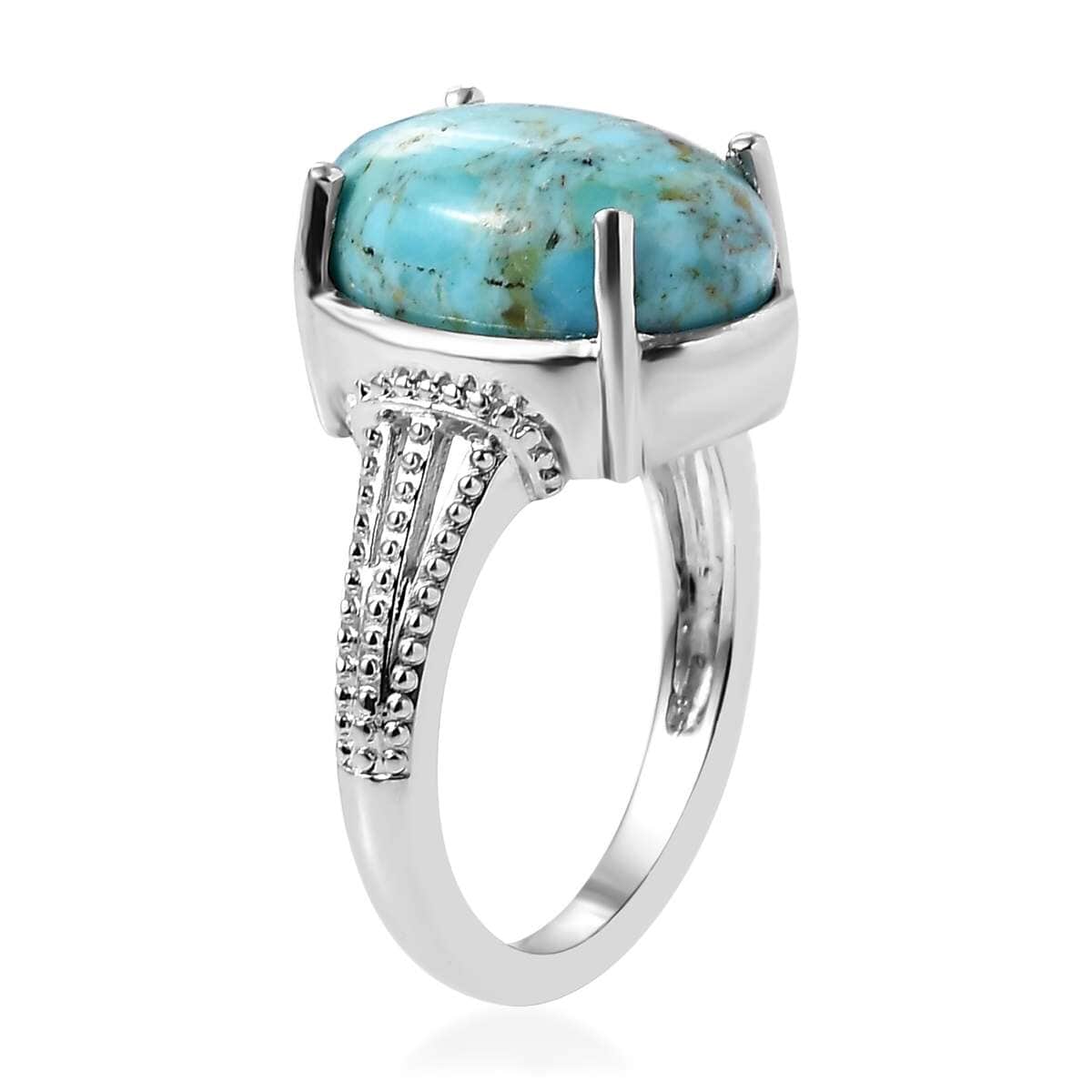 Constituted Turquoise 4.80 ctw Ring in Platinum Over Copper with Magnet (Size 7.0) image number 3