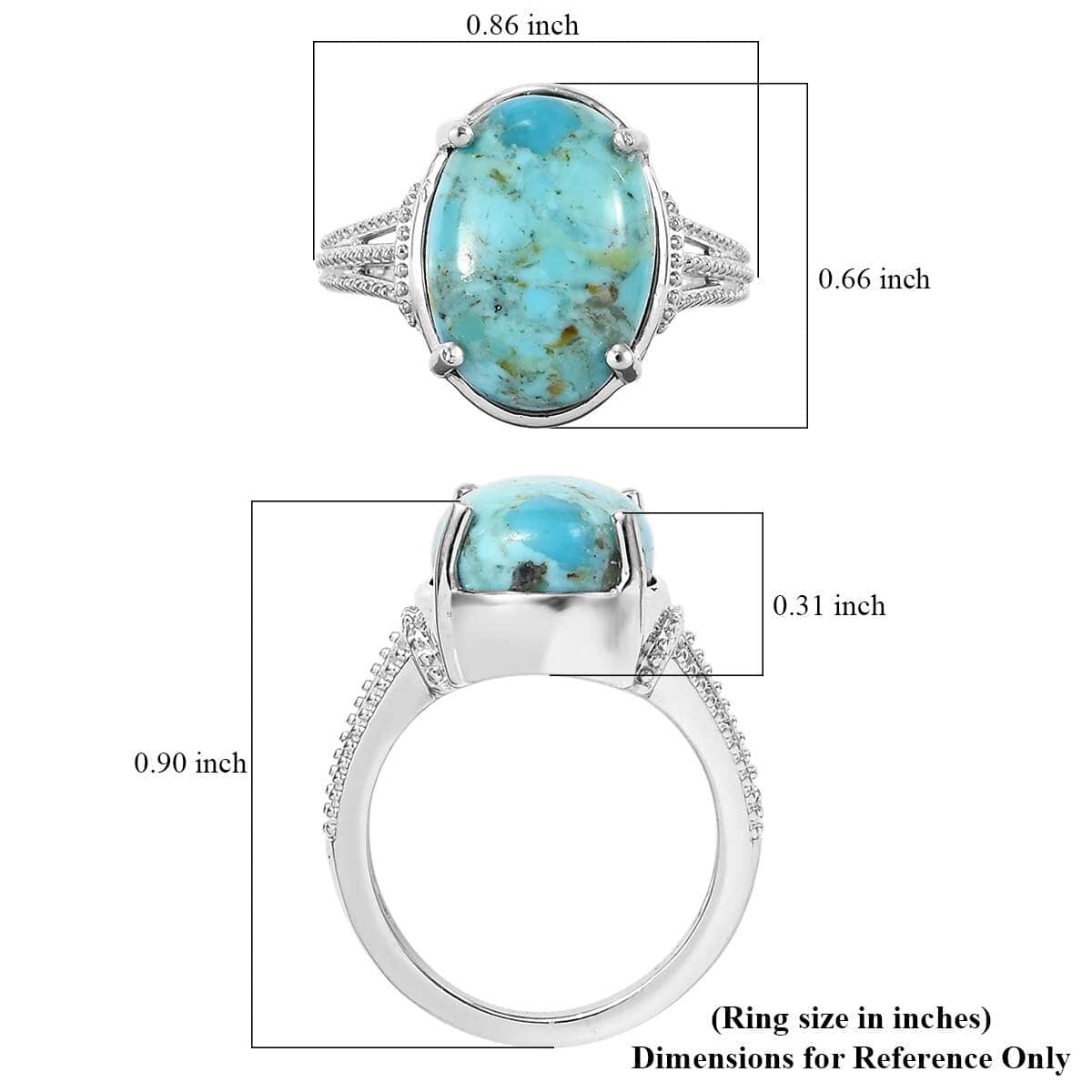 Constituted Turquoise 4.80 ctw Ring in Platinum Over Copper with Magnet (Size 7.0) image number 5