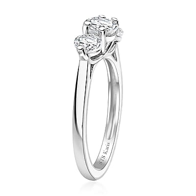 Karis White Topaz 1.30 ctw 3 Stone Ring in Platinum Bond (Size 10.0) 