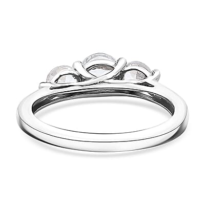 Karis White Topaz 1.30 ctw 3 Stone Ring in Platinum Bond (Size 10.0) 