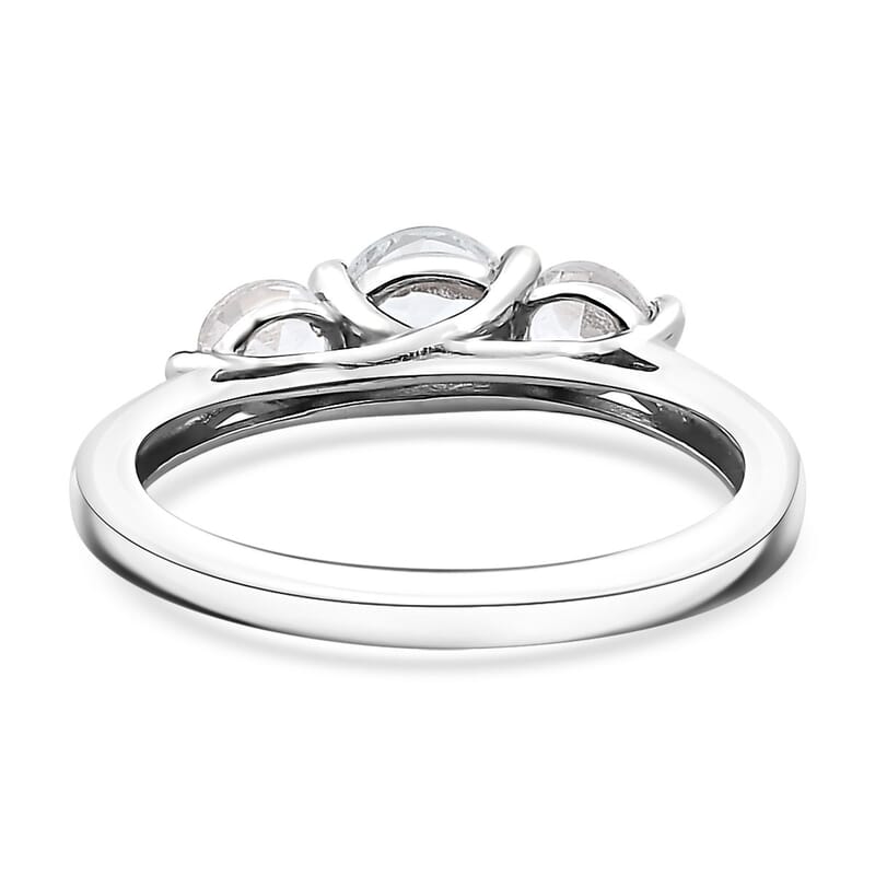 Karis White Topaz 1.30 ctw 3 Stone Ring in Platinum Bond (Size 10.0) 