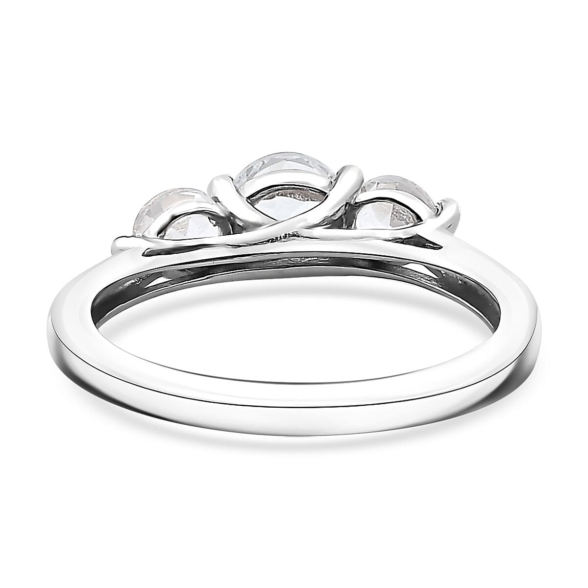 Karis White Topaz 1.30 ctw 3 Stone Ring in Platinum Bond (Size 7.0) 