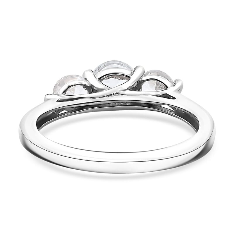 Karis White Topaz 1.30 ctw 3 Stone Ring in Platinum Bond (Size 7.0) 