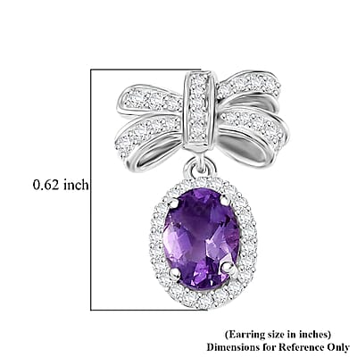 Moroccan Rose and Moissanite 2.00 ctw Love Bow Earrings in Rhodium Over Sterling Silver