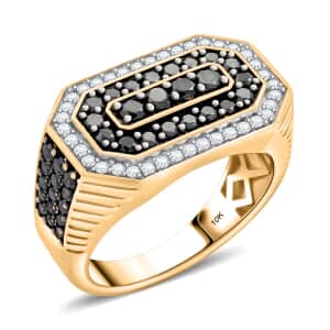 Black and White Diamond I2 2.00 ctw Men's Ring in 10K Yellow Gold (Size 10.0) 7.25 Grams