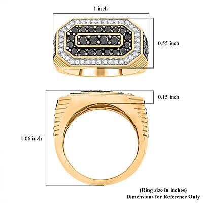 Black and White Diamond I2 2.00 ctw Men's Ring in 10K Yellow Gold (Size 10.0) 7.25 Grams