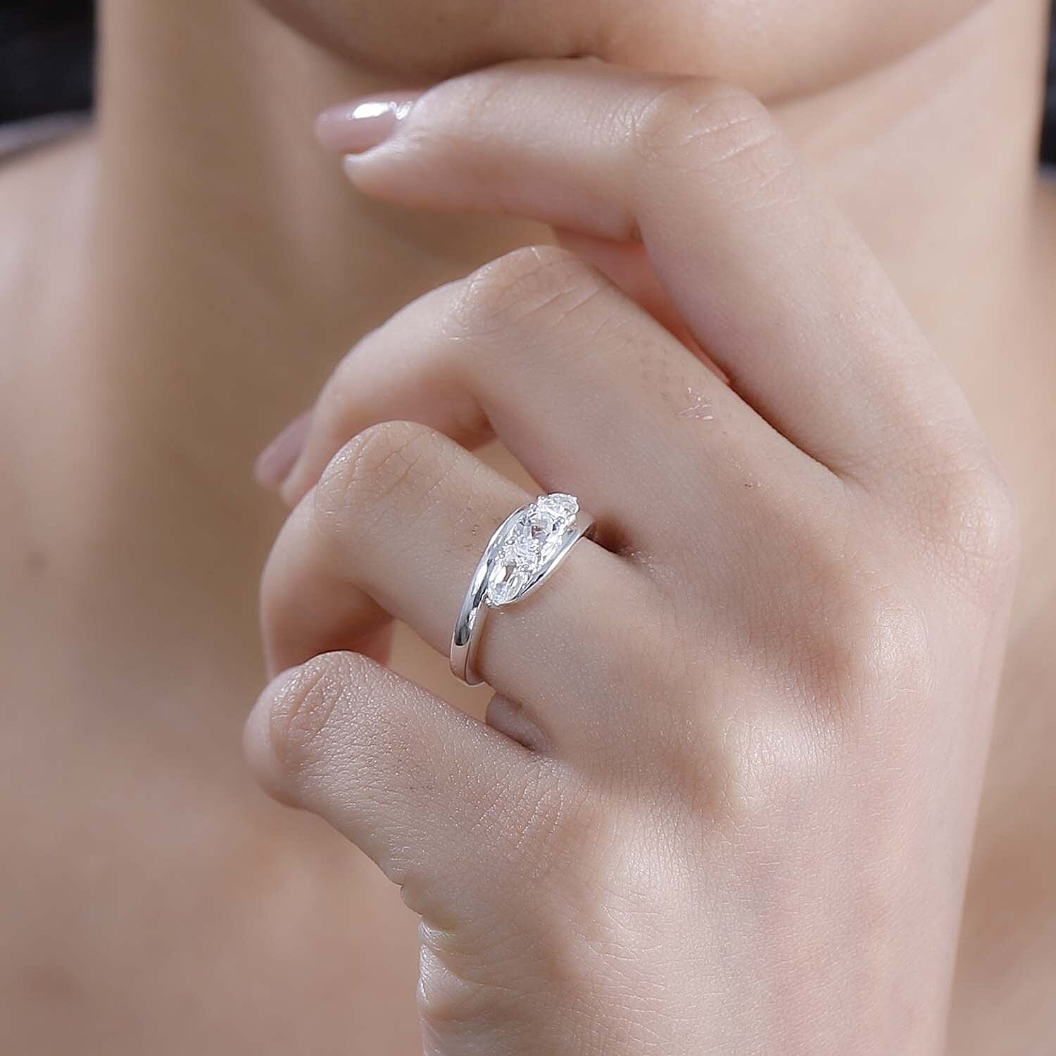 White Topaz 1.00 ctw Trilogy Ring in Sterling Silver (Size 10.0)
