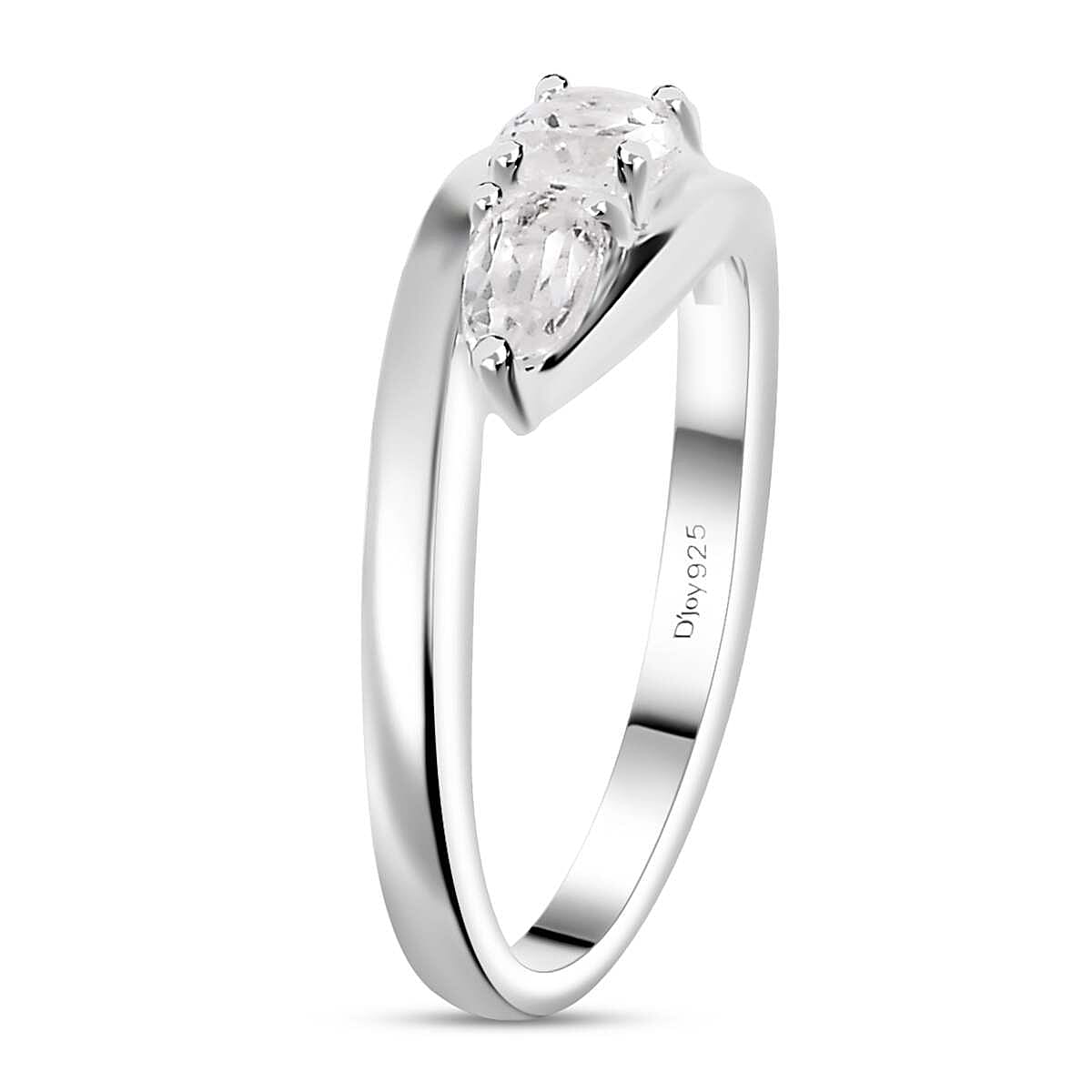 White Topaz 1.00 ctw Trilogy Ring in Sterling Silver (Size 10.0)