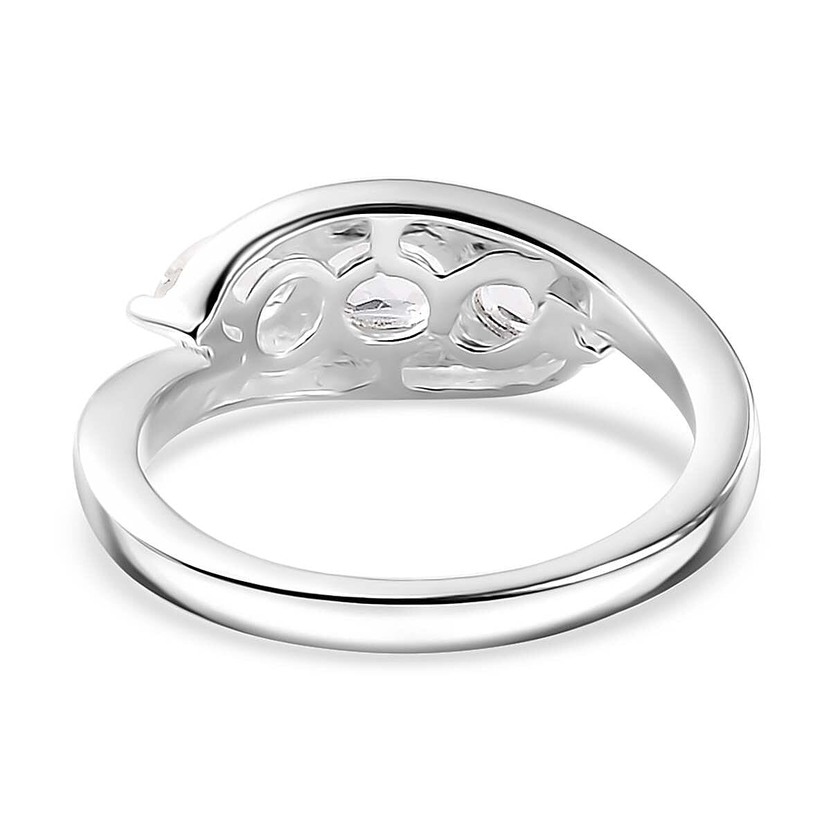White Topaz 1.00 ctw Trilogy Ring in Sterling Silver (Size 10.0)
