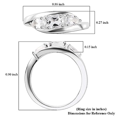 White Topaz 1.00 ctw Trilogy Ring in Sterling Silver (Size 10.0)