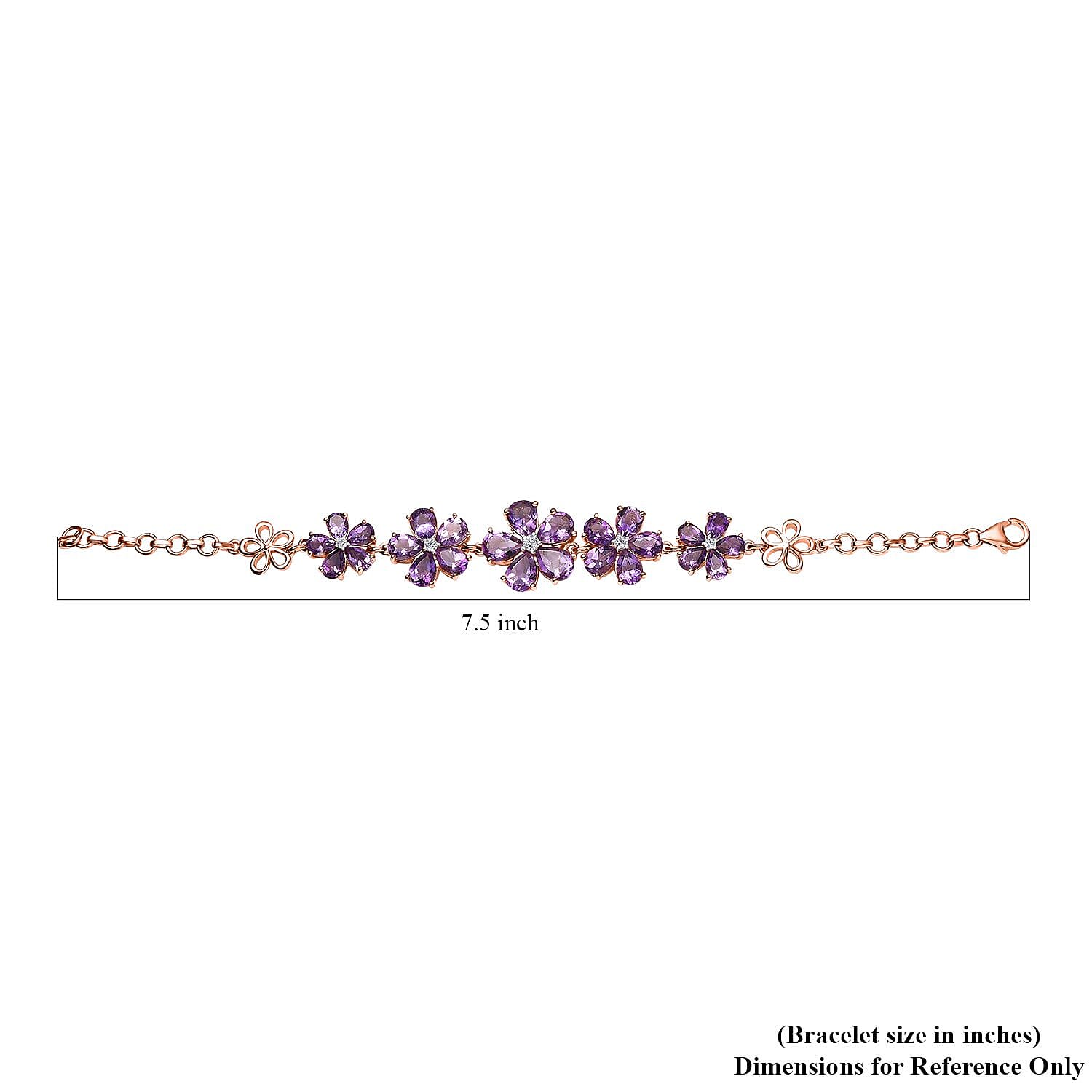 D'Joy Moroccan Rose and Moissanite 15.70 ctw Flower Bracelet in 18K Vermeil Rose Gold Over Sterling Silver (7.25 In)