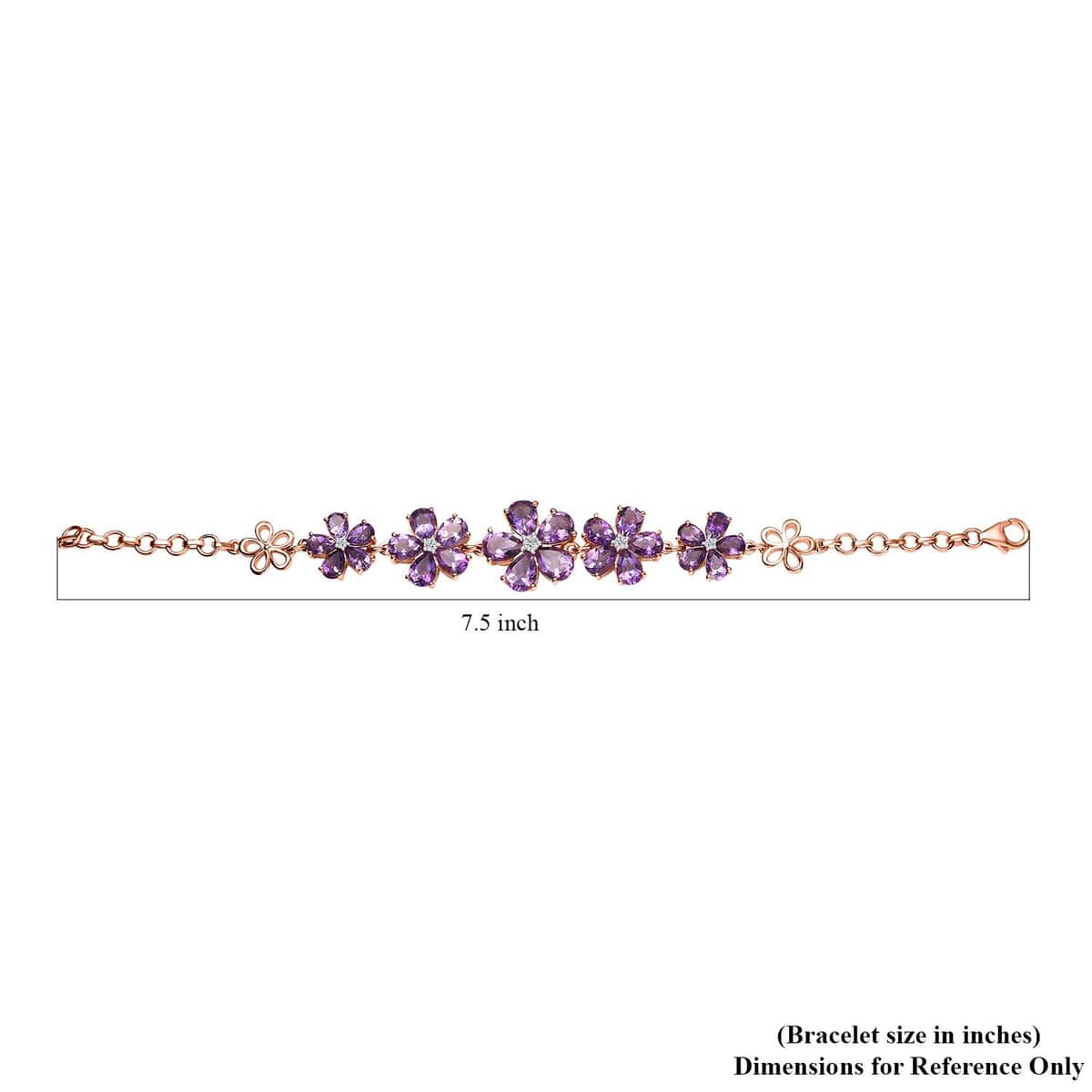 Moroccan Rose and Moissanite 15.70 ctw Flower Bracelet in 18K Vermeil Rose Gold Over Sterling Silver (7.25 In) image number 4