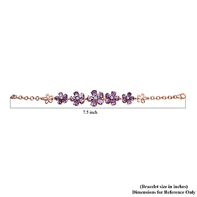 D'Joy Moroccan Rose and Moissanite 15.70 ctw Flower Bracelet in 18K Vermeil Rose Gold Over Sterling Silver (7.25 In)