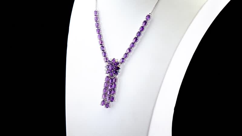 D'Joy Moroccan Rose and Moissanite 31.60 ctw Flower Necklace in Rhodium Over Sterling Silver 18-20 Inches