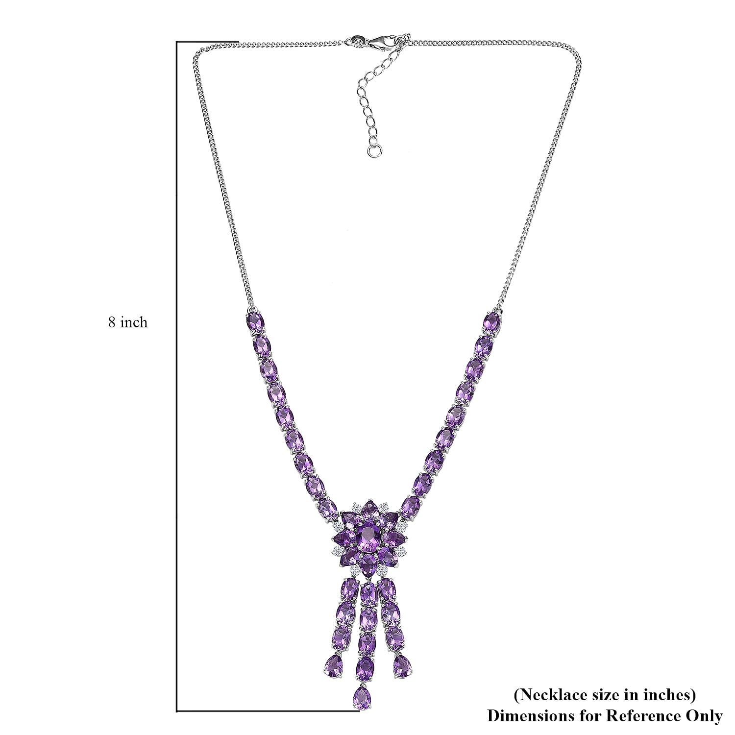 D'Joy Moroccan Rose and Moissanite 31.60 ctw Flower Necklace in Rhodium Over Sterling Silver 18-20 Inches