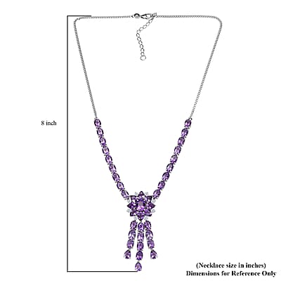 D'Joy Moroccan Rose and Moissanite 31.60 ctw Flower Necklace in Rhodium Over Sterling Silver 18-20 Inches