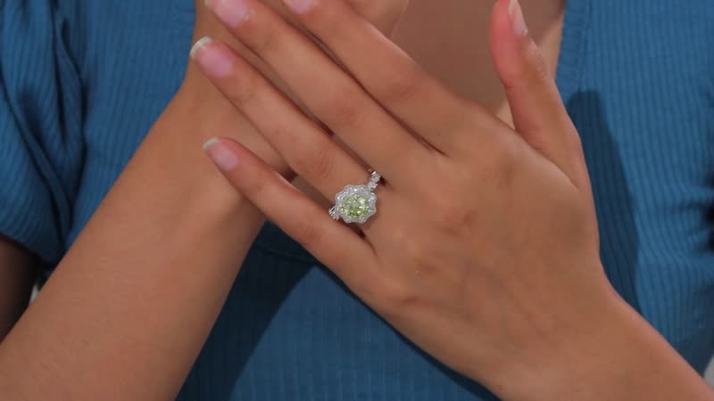 Yellow and White Moissanite 2.30 ctw Ring in Rhodium Over Sterling Silver