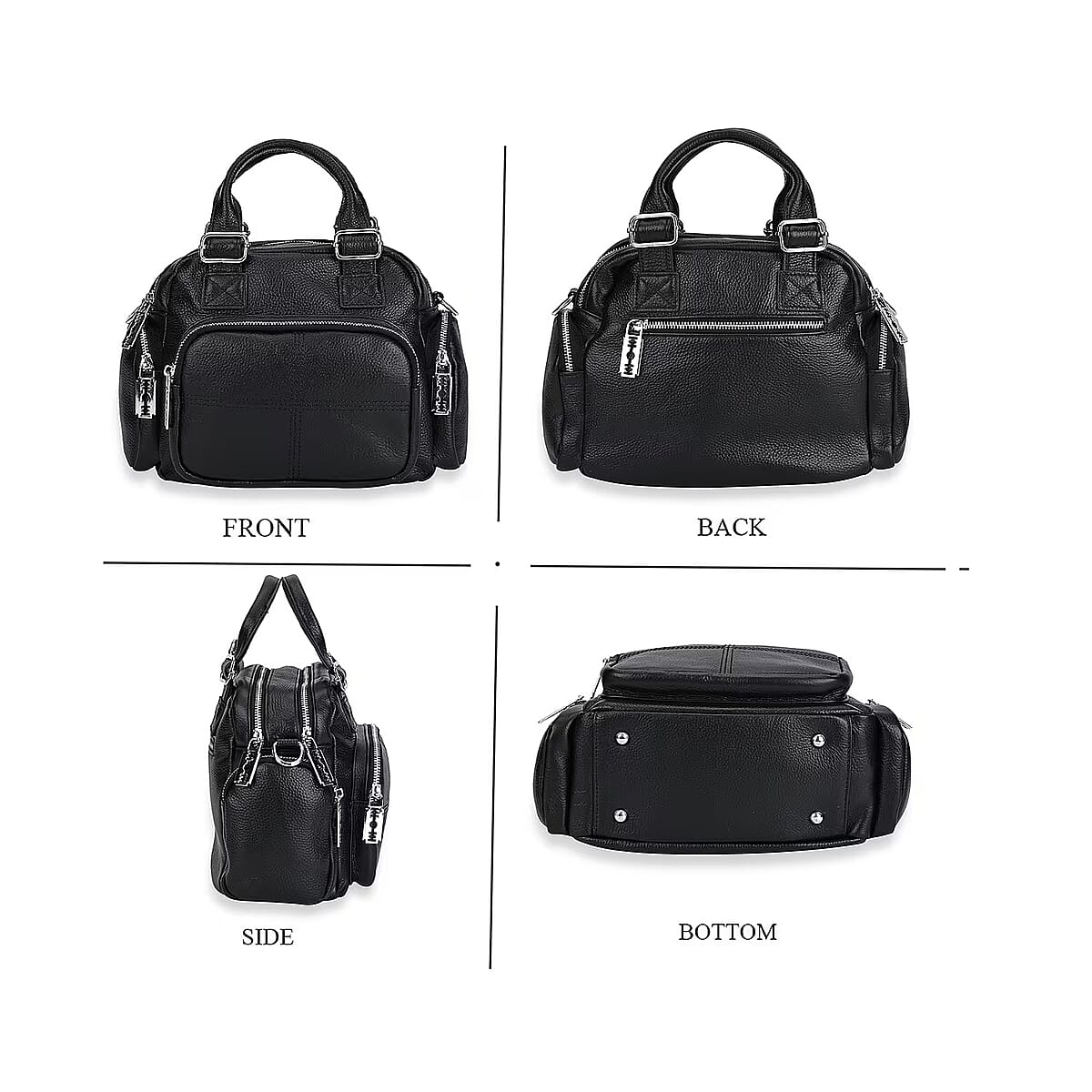 Black Genunie Leather Crossbody Bag (10.6"x5.9"x7.48") with Handle Drop (3.9'') and Shoulder Strap (47.2") image number 7