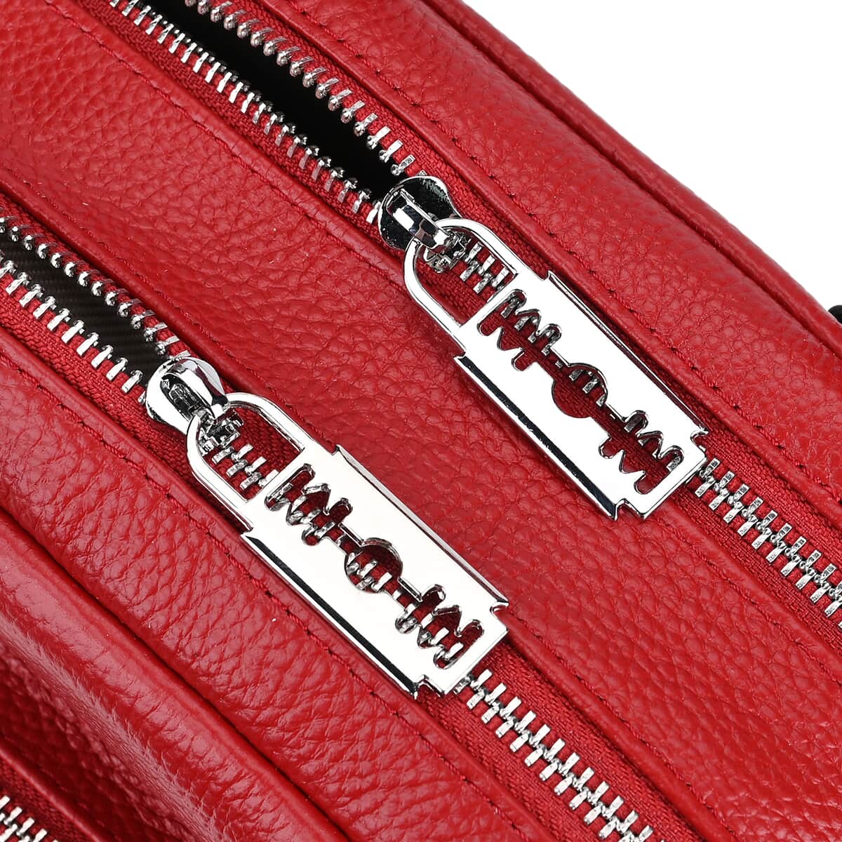 Red Genuine Leather Crossbody Bag with Handle Drop (3.9'') and Shoulder Strap image number 5