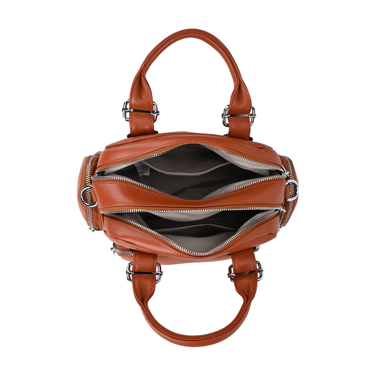 Brown Genuine Leather Crossbody Bag with Handle Drop (3.9'') and Shoulder Strap image number 4