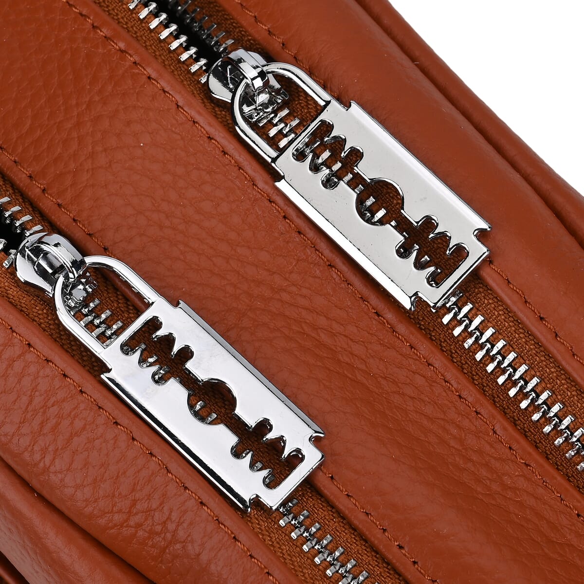 Brown Genuine Leather Crossbody Bag with Handle Drop (3.9'') and Shoulder Strap image number 5