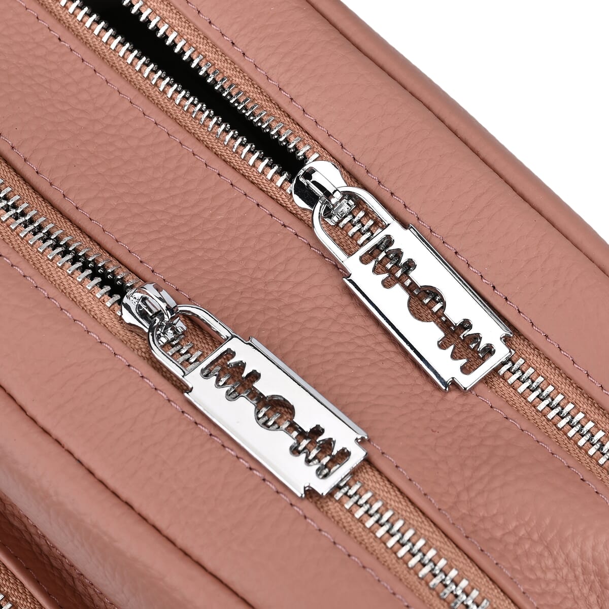 Pink Genuine Leather Crossbody Bag with Handle Drop (3.9'') and Shoulder Strap image number 5