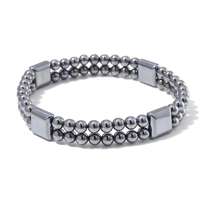 Terahertz 100.00 ctw Men's Cushion Block Stretch Bracelet (8-8.5In)