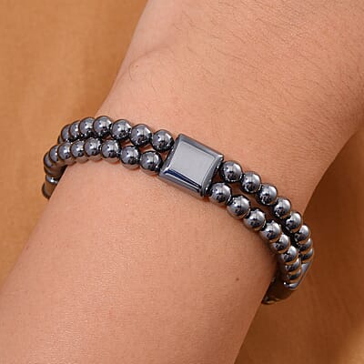 Terahertz 100.00 ctw Men's Cushion Block Stretch Bracelet (8-8.5In)