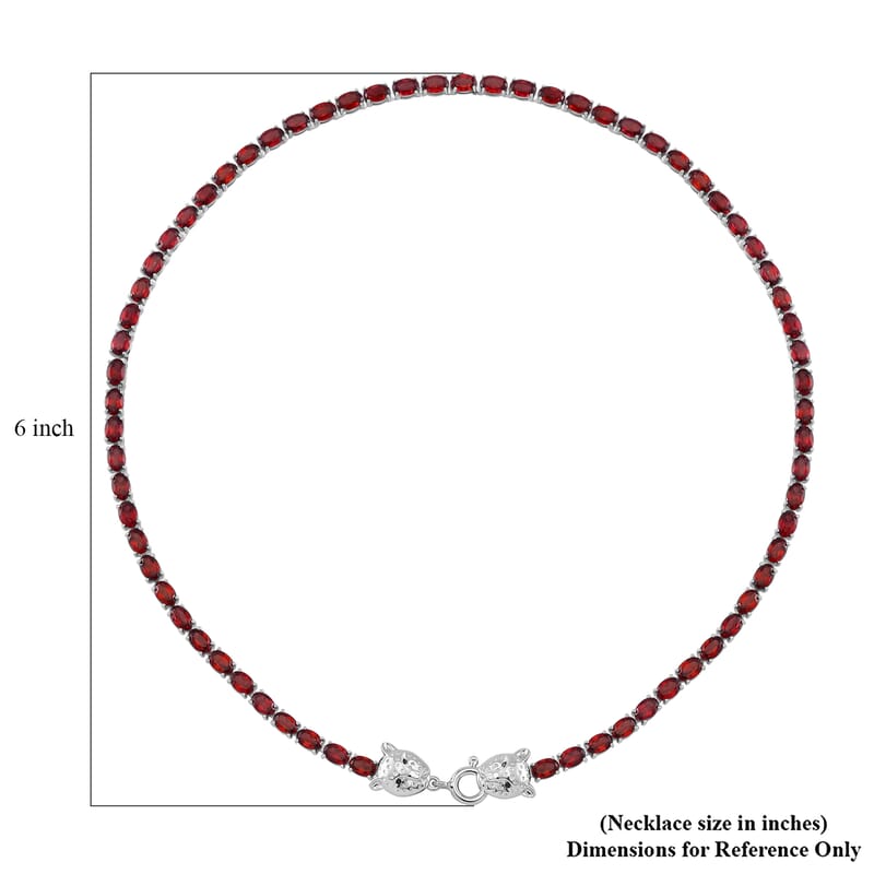Tanzanian Wine Garnet and Thai Black Spinel 32.80 ctw Double Leopard Head Necklace in Rhodium Over Sterling Silver 18 Inches