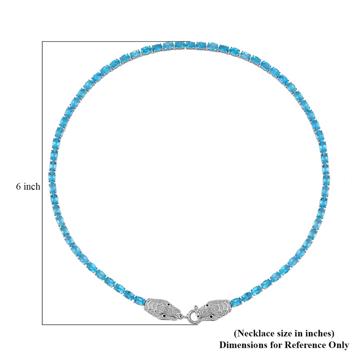 Betroka Blue Apatite and Thai Black Spinel 30.50 ctw Double Dragon Head Necklace in Rhodium Over Sterling Silver 18 Inches image number 4