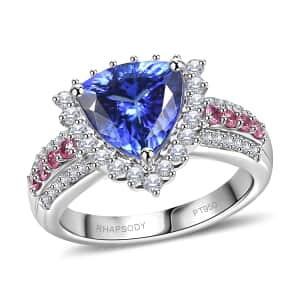 Certified & Appraised Rhapsody AAAA Tanzanite, Mahenge Spinel and E-F VS Diamond 3.75 ctw Ring in 950 Platinum (Size 6.0) 7.60 Grams