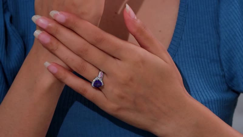 Certified & Appraised Rhapsody 950 Platinum AAAA Tanzanite, Mahenge Spinel, Diamond (E-F, VS) (0.48 cts) Ring (Size 6.0) (7.60 g) 3.75 ctw