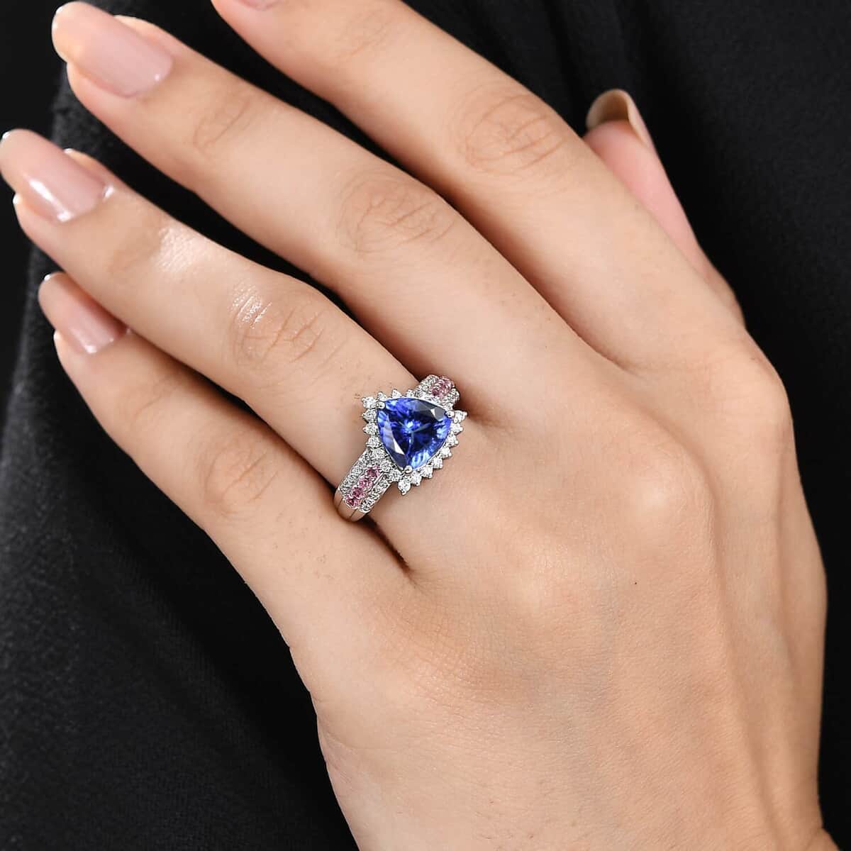 Certified & Appraised Rhapsody AAAA Tanzanite, Mahenge Spinel and E-F VS Diamond 3.75 ctw Ring in 950 Platinum (Size 6.0) 7.60 Grams image number 2