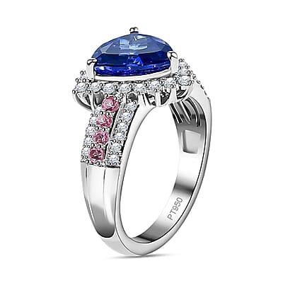 Certified & Appraised Rhapsody AAAA Tanzanite, Mahenge Spinel and E-F VS Diamond 3.75 ctw Ring in 950 Platinum (Size 6.0) 7.60 Grams