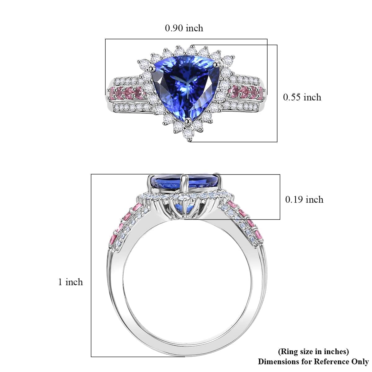 Certified & Appraised Rhapsody AAAA Tanzanite, Mahenge Spinel and E-F VS Diamond 3.75 ctw Ring in 950 Platinum (Size 6.0) 7.60 Grams image number 5