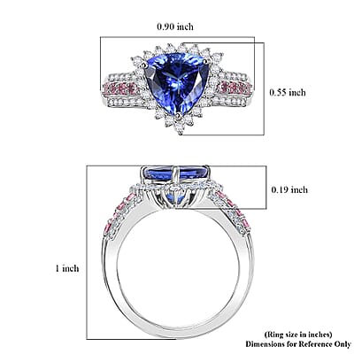 Certified & Appraised Rhapsody AAAA Tanzanite, Mahenge Spinel and E-F VS Diamond 3.75 ctw Ring in 950 Platinum (Size 6.0) 7.60 Grams