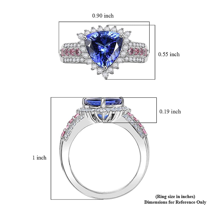 Certified & Appraised Rhapsody AAAA Tanzanite, Mahenge Spinel and E-F VS Diamond 3.75 ctw Ring in 950 Platinum (Size 6.0) 7.60 Grams