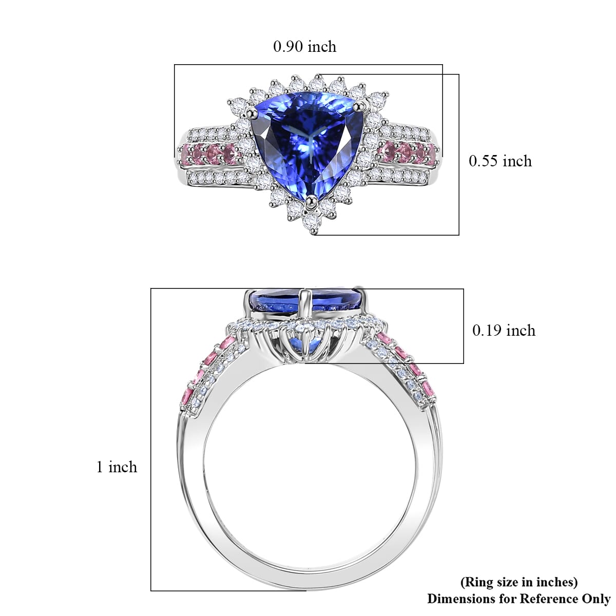 Certified & Appraised Rhapsody AAAA Tanzanite, Mahenge Spinel and E-F VS Diamond 3.75 ctw Ring in 950 Platinum (Size 7.0) 7.60 Grams image number 5