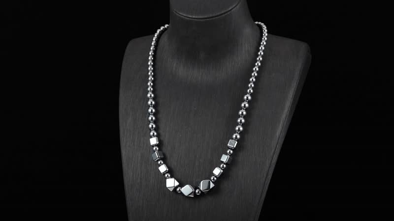 Terahertz Octagon Beaded Necklace (20 Inches) in rhodium Sterling Silver 185.00 ctw